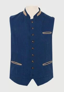 Canvas Austrian Tirol Waistcoat Navy Blue