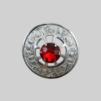Ladies Tartan Sash Brooch Red stone