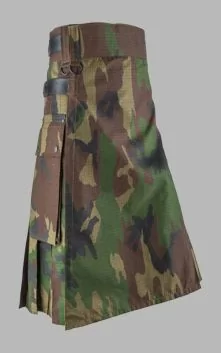 Men's Camouflage Kilt with Leather Strap
