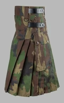 Men's Camouflage Kilt with Leather Strap