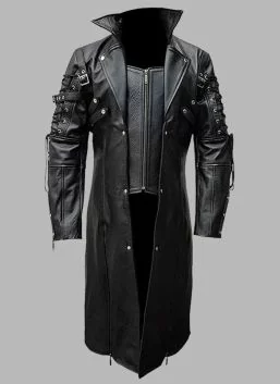Mens Trench Coat Steampunk Coat Real Cow Leather-Made to measure