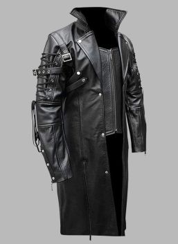 Mens Trench Coat Steampunk Coat Real Cow Leather-Made to measure