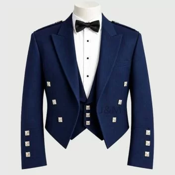Navy Blue Prince Charlie Jacket With 3 Button