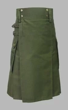 Olive Green Utility Kilt For Men