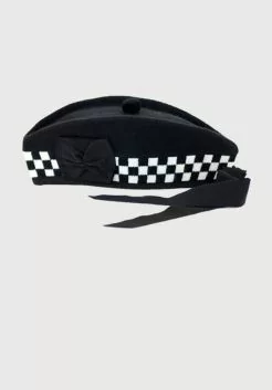 Pure Wool Diced Glengarry Hat Black & White