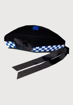 Scottish Pipe Band Glengarry Dice Hat White & Blue