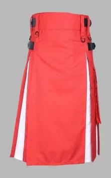Simple Two Tone Red & White Hybrid Kilt