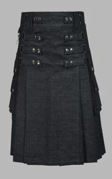 Stylish Black Denim Kilt
