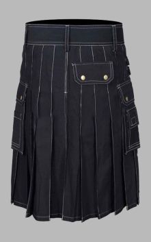 Trendy Black Utility Kilt For Men