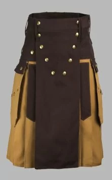Two Colors Utility Kilt With Stylish Pockets