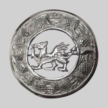 Welsh Dragon Kilt Brooch Chrome