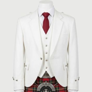 White Argyll Jacket And Vest - Made To Measure