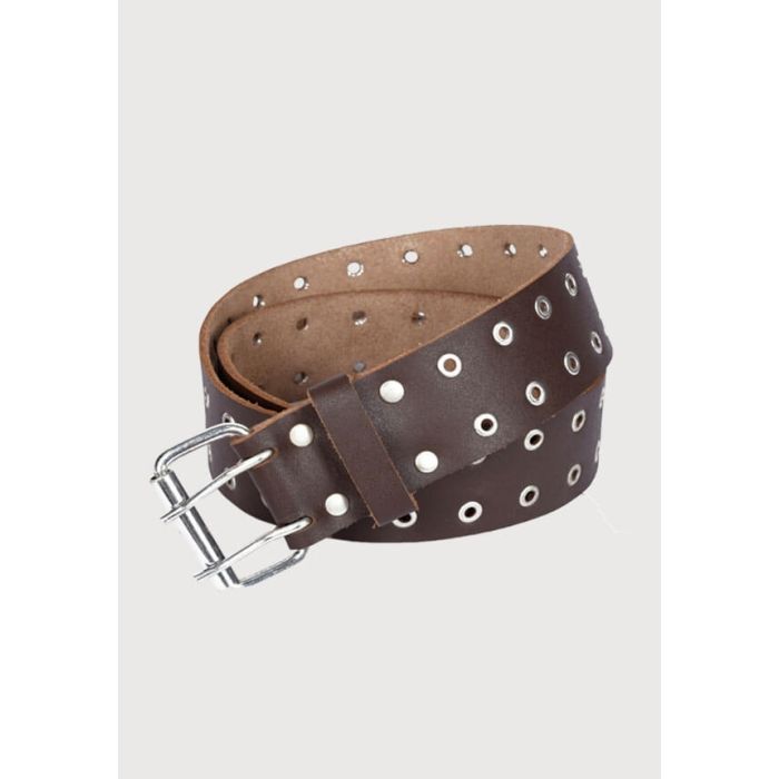 Brown Lather Silver Studs Kilt Belt
