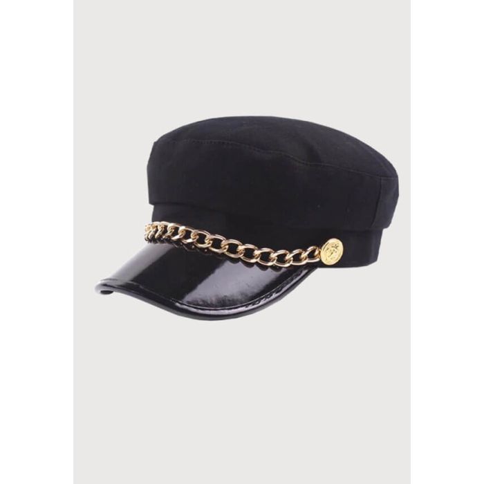 Winter Women Wool Newsboy Cap With Gold Color Chain